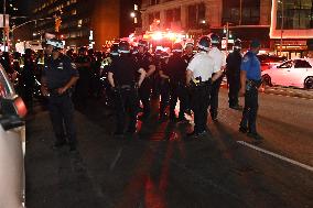 Protesters In Brooklyn New York City Demonstrate On Sutter Avenue Subway Shooting, Lebanon Attacks And Palestine