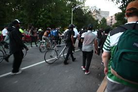 Protesters In Brooklyn New York City Demonstrate On Sutter Avenue Subway Shooting, Lebanon Attacks And Palestine