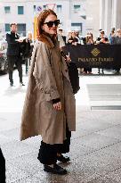 Julianne Moore arrives to her hotel during Milan Fashion Week - Italy