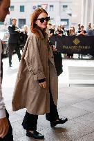 Julianne Moore arrives to her hotel during Milan Fashion Week - Italy