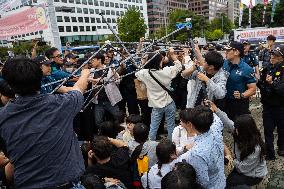 Progressive Union Of Korean University Students Stages Surprise Sit-in Protest