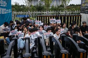 Progressive Union Of Korean University Students Stages Surprise Sit-in Protest