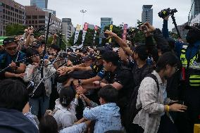 Progressive Union Of Korean University Students Stages Surprise Sit-in Protest