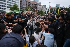 Progressive Union Of Korean University Students Stages Surprise Sit-in Protest