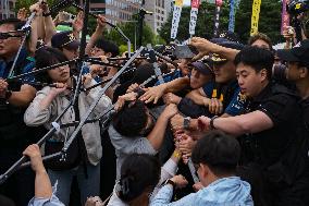 Progressive Union Of Korean University Students Stages Surprise Sit-in Protest