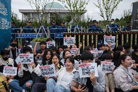 Progressive Union Of Korean University Students Stages Surprise Sit-in Protest