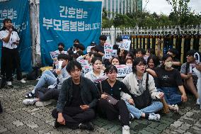 Progressive Union Of Korean University Students Stages Surprise Sit-in Protest