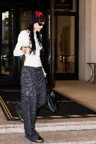 Amelia Gray Hamlin leaves her hotel during Milan Fashion Week