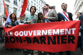 Demonstration Against Macron-Barnier Government in Paris