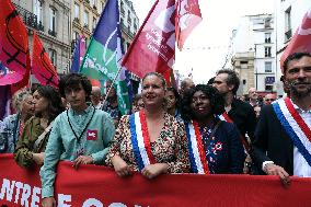 Demonstration Against Macron-Barnier Government in Paris