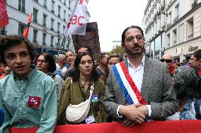 Demonstration Against Macron-Barnier Government in Paris