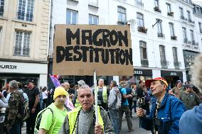 Demonstration Against Macron-Barnier Government in Paris