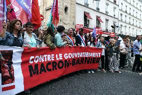 Demonstration Against Macron-Barnier Government in Paris