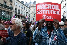 Demonstration Against Macron-Barnier Government in Paris