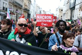 Demonstration Against Macron-Barnier Government in Paris