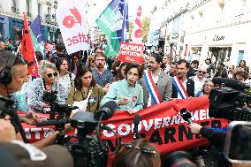 Demonstration Against Macron-Barnier Government in Paris