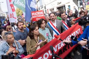 Demonstration Against Macron-Barnier Government in Paris