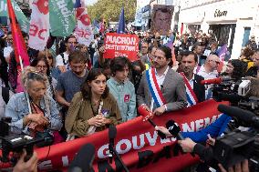 Demonstration Against Macron-Barnier Government in Paris