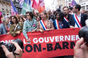 Demonstration Against Macron-Barnier Government in Paris