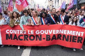 Demonstration Against Macron-Barnier Government in Paris