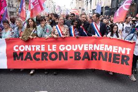 Demonstration Against Macron-Barnier Government in Paris