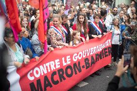 Demonstration Against Macron-Barnier Government in Paris