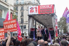 Demonstration Against Macron-Barnier Government in Paris