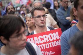 Demonstration Against Macron-Barnier Government in Paris