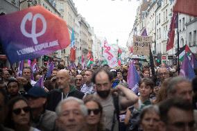 Demonstration Against Macron-Barnier Government in Paris