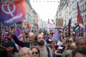 Demonstration Against Macron-Barnier Government in Paris