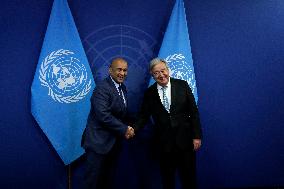 NY: UN Secretary General Meets With Secretary General, Cooperation Council For The Arab States Of The Gulf At The United Nations