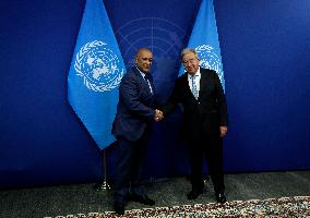 NY: UN Secretary General Meets With Secretary General, Cooperation Council For The Arab States Of The Gulf At The United Nations