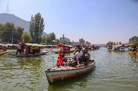 Jammu And Kashmir National Conference (JKNC) Elections Boat Rally In Srinagar