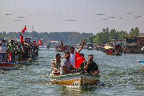 Jammu And Kashmir National Conference (JKNC) Elections Boat Rally In Srinagar