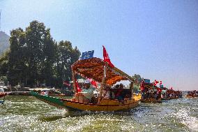 Jammu And Kashmir National Conference (JKNC) Elections Boat Rally In Srinagar