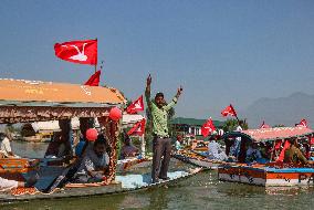 Jammu And Kashmir National Conference (JKNC) Elections Boat Rally In Srinagar