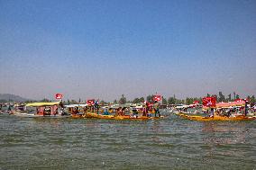 Jammu And Kashmir National Conference (JKNC) Elections Boat Rally In Srinagar