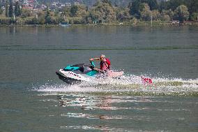 Jammu And Kashmir National Conference (JKNC) Elections Boat Rally In Srinagar