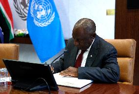 NY: UN Secretary General Meets With The Secretary General With H.E. Mr. Cyril Ramaphosa, President, Republic Of South Africa At