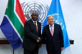 NY: UN Secretary General Meets With The Secretary General With H.E. Mr. Cyril Ramaphosa, President, Republic Of South Africa At