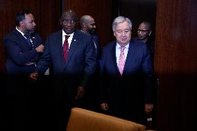 NY: UN Secretary General Meets With The Secretary General With H.E. Mr. Cyril Ramaphosa, President, Republic Of South Africa At