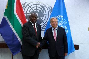 NY: UN Secretary General Meets With The Secretary General With H.E. Mr. Cyril Ramaphosa, President, Republic Of South Africa At