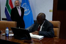 NY: UN Secretary General Meets With The Secretary General With H.E. Mr. Cyril Ramaphosa, President, Republic Of South Africa At