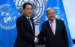 NY: UN Secretary General Meets H.E. Mr. Kishida Fumio, Prime Minister, Japan At The United Nations