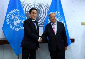 NY: UN Secretary General Meets H.E. Mr. Kishida Fumio, Prime Minister, Japan At The United Nations