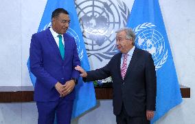 NY: UN Secretary General Meets Andrew Holness,Minister For Defence And Economic Growth  At The United Nations