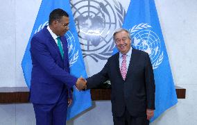 NY: UN Secretary General Meets Andrew Holness,Minister For Defence And Economic Growth  At The United Nations