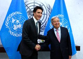 NY: UN Secretary General Meets H.E. Mr. Justin Trudeau, Prime Minister, Canada At The United Nations