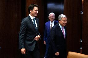 NY: UN Secretary General Meets H.E. Mr. Justin Trudeau, Prime Minister, Canada At The United Nations