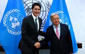 NY: UN Secretary General Meets H.E. Mr. Justin Trudeau, Prime Minister, Canada At The United Nations